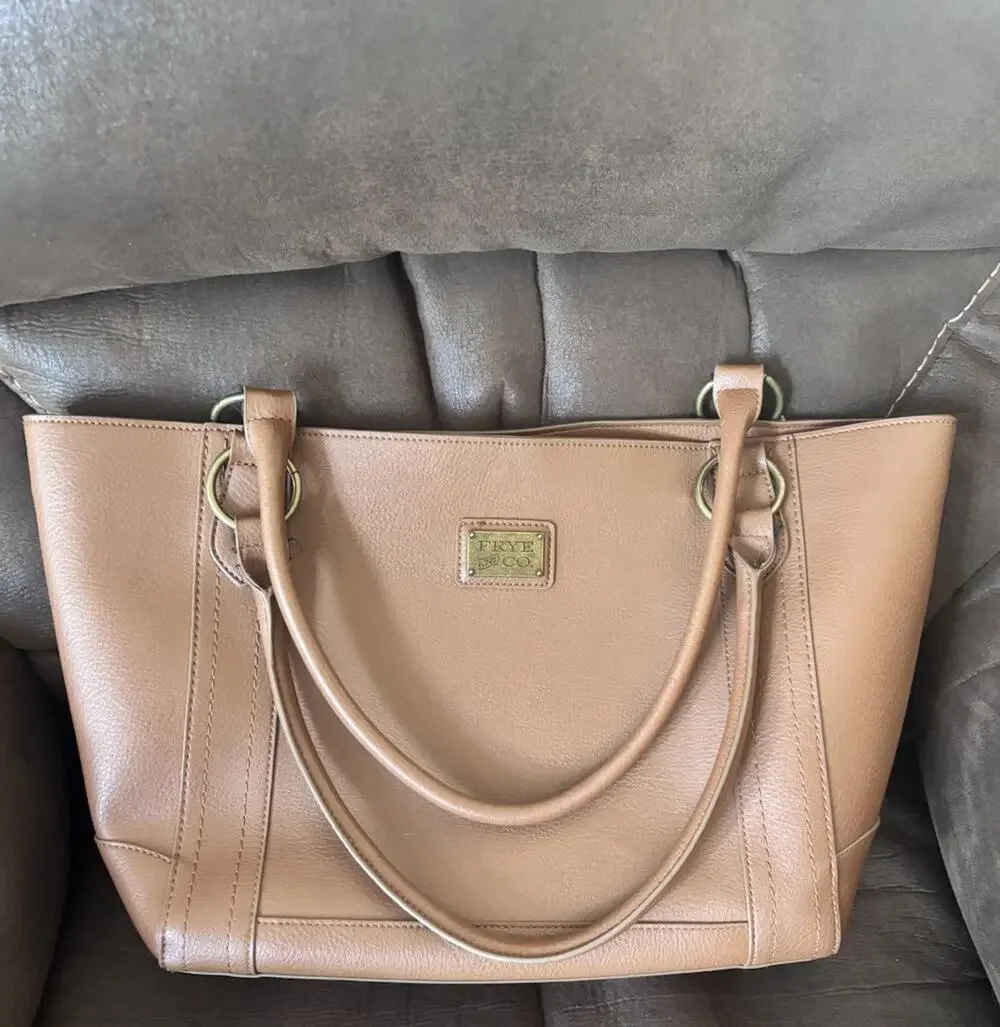 Frye Tote Bag Vegan Leather Camel Brown Large Oversized Carryall Faux Leather